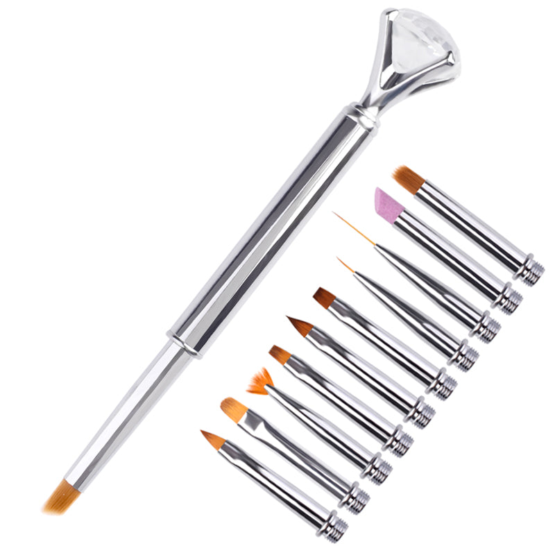 Nagelpenslar Nail Art & Dekoration 10 pcs Silver