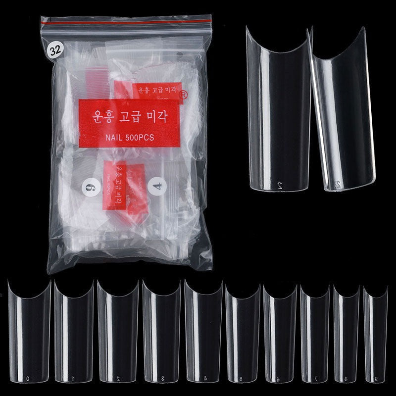 Medium Size C Curve XL Square Nail Tips Half Cover/ Nageltippar 500 pack