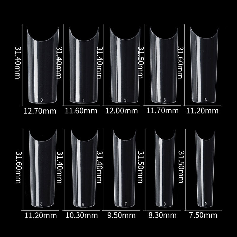 Medium Size C Curve XL Square Nail Tips Half Cover/ Nageltippar 500 pack