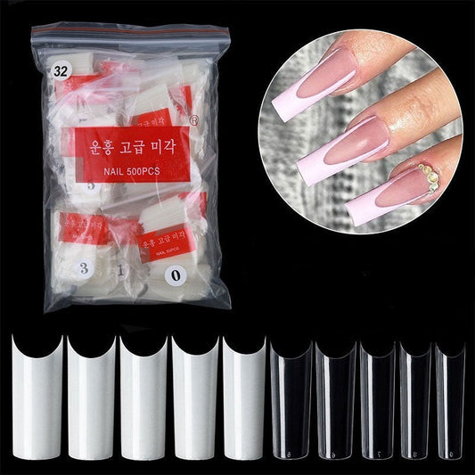 Medium Size C Curve XL Square Nail Tips Half Cover/ Nageltippar 500 pack